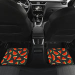 Black Cute Watermelon Pattern Print Front and Back Car Floor Mats