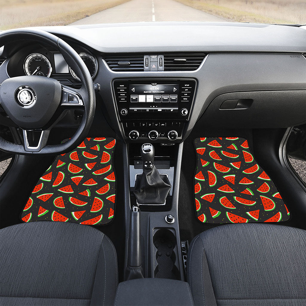 Black Cute Watermelon Pattern Print Front Car Floor Mats