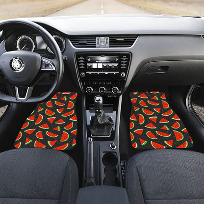 Black Cute Watermelon Pattern Print Front Car Floor Mats