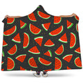 Black Cute Watermelon Pattern Print Hooded Blanket