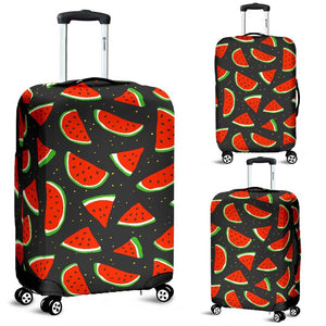 Black Cute Watermelon Pattern Print Luggage Cover GearFrost