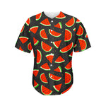 Black Cute Watermelon Pattern Print Men's Baseball Jersey