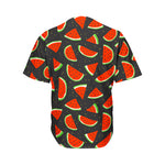 Black Cute Watermelon Pattern Print Men's Baseball Jersey