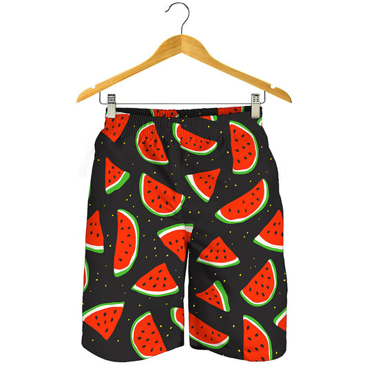 Black Cute Watermelon Pattern Print Men's Shorts