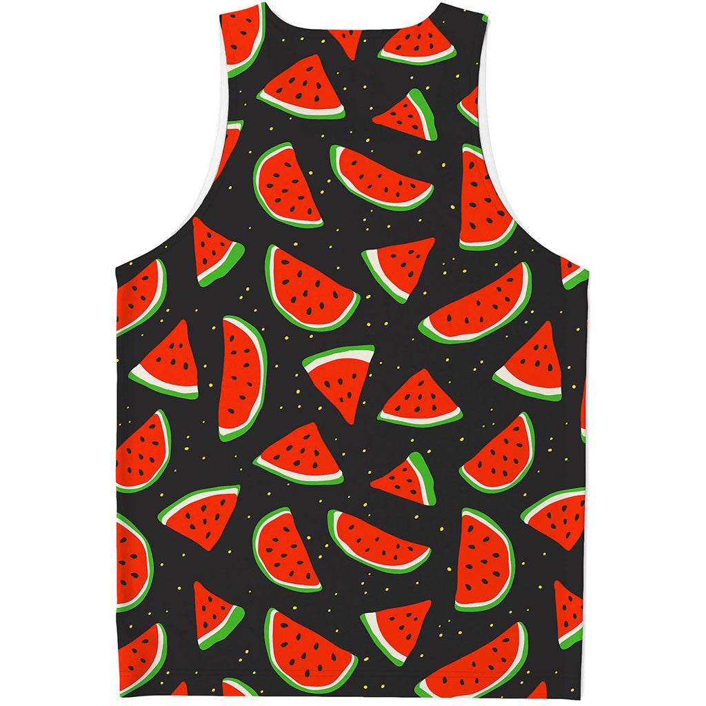 Black Cute Watermelon Pattern Print Men's Tank Top