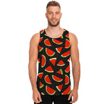 Black Cute Watermelon Pattern Print Men's Tank Top