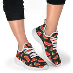 Black Cute Watermelon Pattern Print Mesh Knit Shoes GearFrost