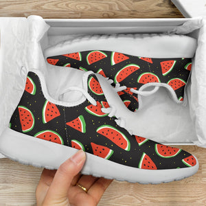 Black Cute Watermelon Pattern Print Mesh Knit Shoes GearFrost