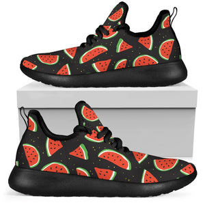 Black Cute Watermelon Pattern Print Mesh Knit Shoes GearFrost