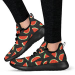 Black Cute Watermelon Pattern Print Mesh Knit Shoes GearFrost