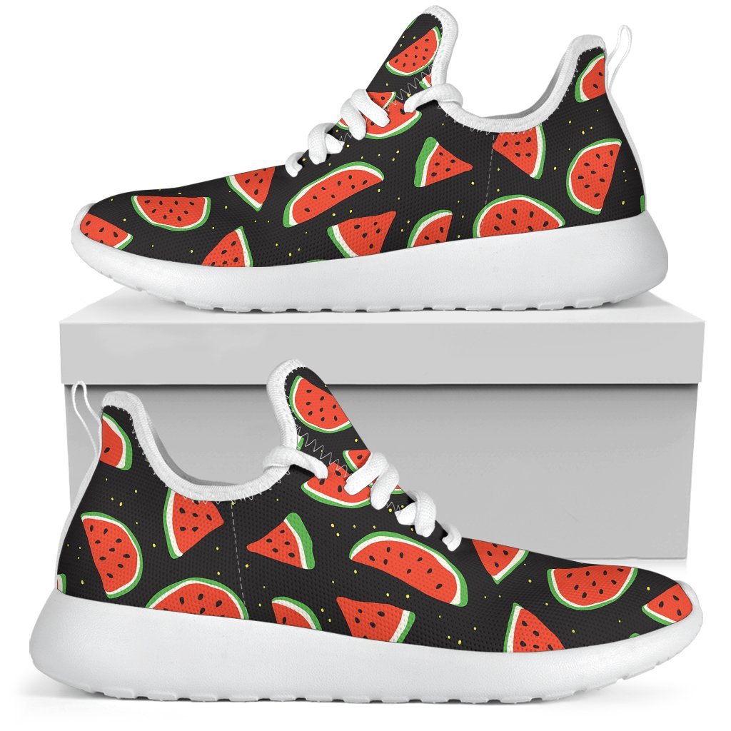 Black Cute Watermelon Pattern Print Mesh Knit Shoes GearFrost