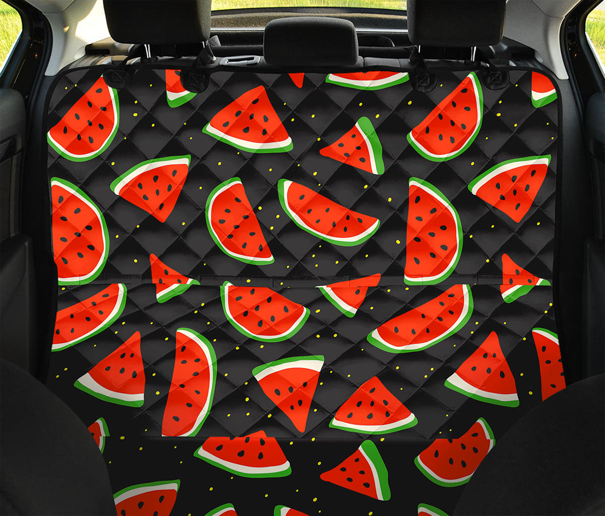 Black Cute Watermelon Pattern Print Pet Car Back Seat Cover