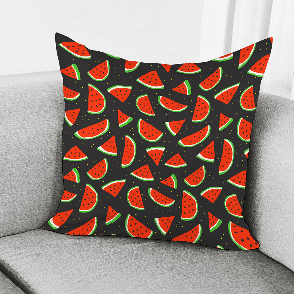 Black Cute Watermelon Pattern Print Pillow Cover