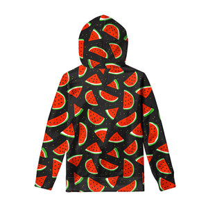 Black Cute Watermelon Pattern Print Pullover Hoodie