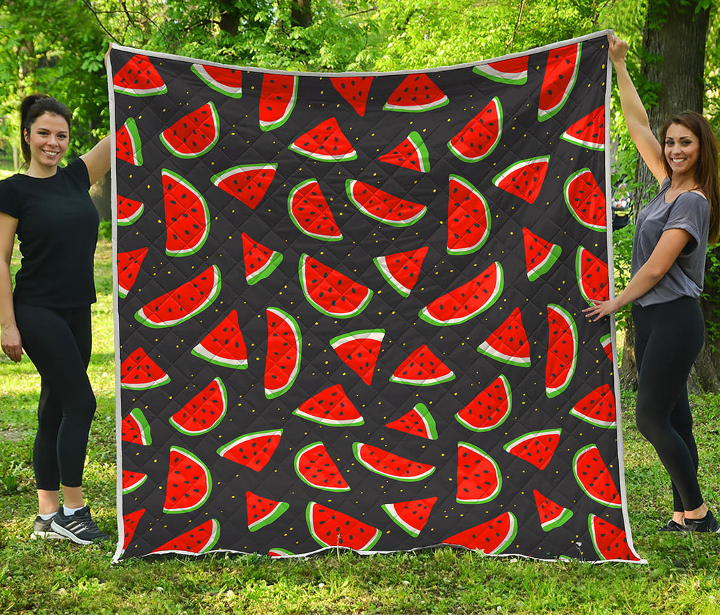 Black Cute Watermelon Pattern Print Quilt