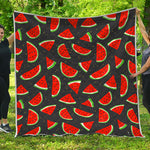 Black Cute Watermelon Pattern Print Quilt