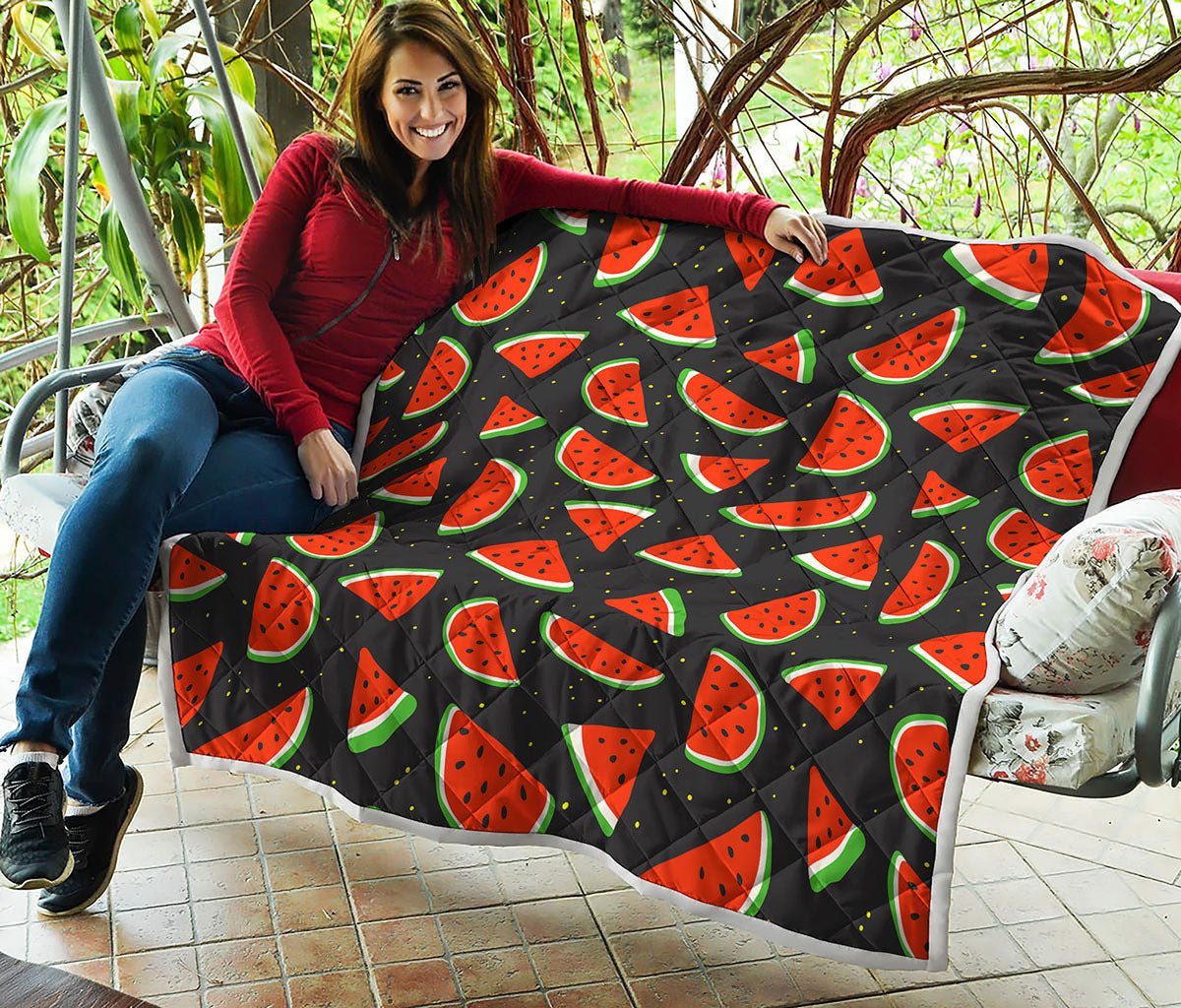 Black Cute Watermelon Pattern Print Quilt