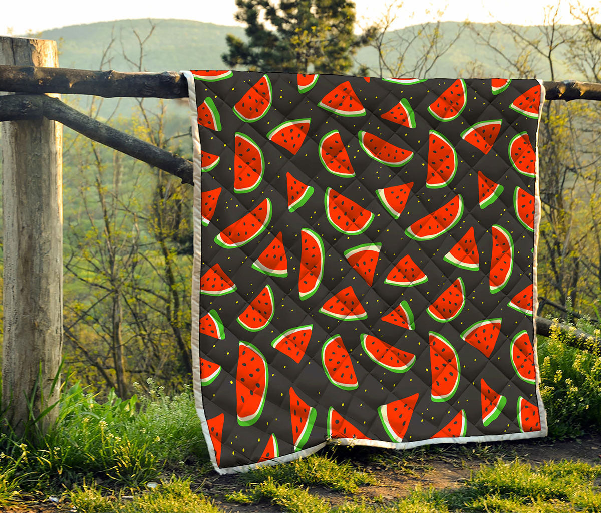 Black Cute Watermelon Pattern Print Quilt