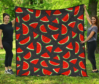 Black Cute Watermelon Pattern Print Quilt