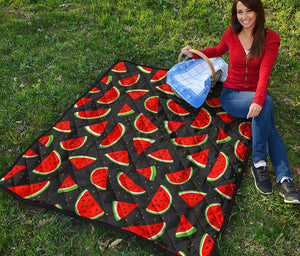 Black Cute Watermelon Pattern Print Quilt