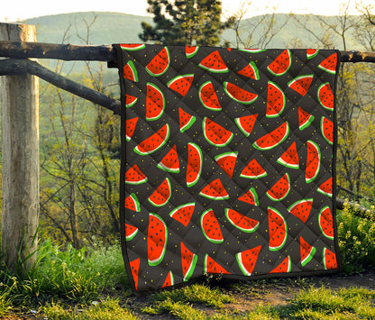 Black Cute Watermelon Pattern Print Quilt