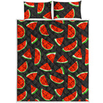 Black Cute Watermelon Pattern Print Quilt Bed Set