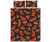 Black Cute Watermelon Pattern Print Quilt Bed Set