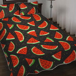 Black Cute Watermelon Pattern Print Quilt Bed Set