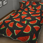 Black Cute Watermelon Pattern Print Quilt Bed Set