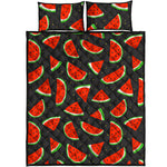 Black Cute Watermelon Pattern Print Quilt Bed Set