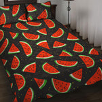 Black Cute Watermelon Pattern Print Quilt Bed Set