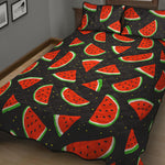 Black Cute Watermelon Pattern Print Quilt Bed Set