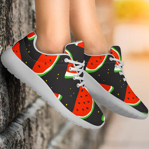 Black Cute Watermelon Pattern Print Sport Shoes GearFrost