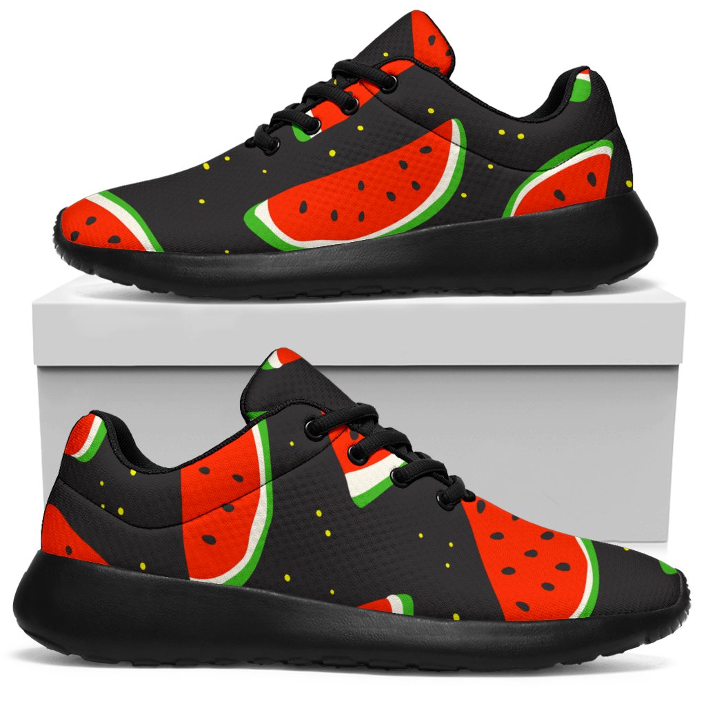 Black Cute Watermelon Pattern Print Sport Shoes GearFrost