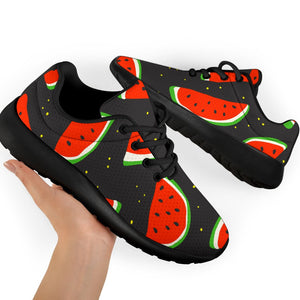 Black Cute Watermelon Pattern Print Sport Shoes GearFrost