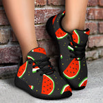 Black Cute Watermelon Pattern Print Sport Shoes GearFrost