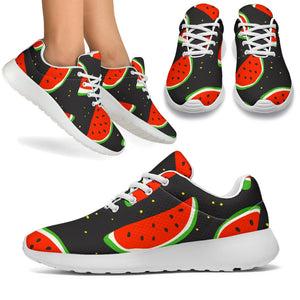 Black Cute Watermelon Pattern Print Sport Shoes GearFrost