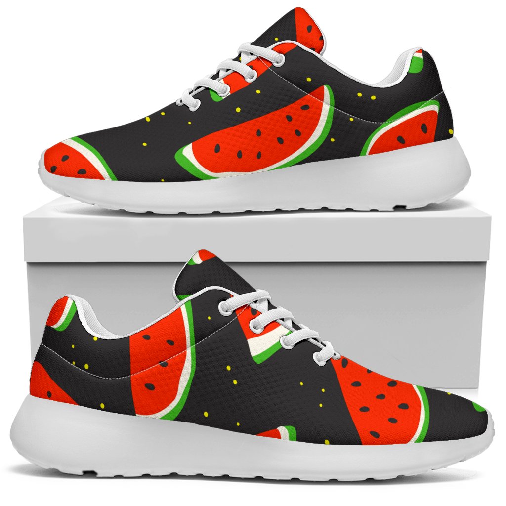 Black Cute Watermelon Pattern Print Sport Shoes GearFrost