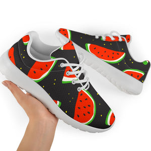 Black Cute Watermelon Pattern Print Sport Shoes GearFrost