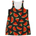 Black Cute Watermelon Pattern Print Women's Racerback Tank Top