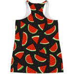 Black Cute Watermelon Pattern Print Women's Racerback Tank Top