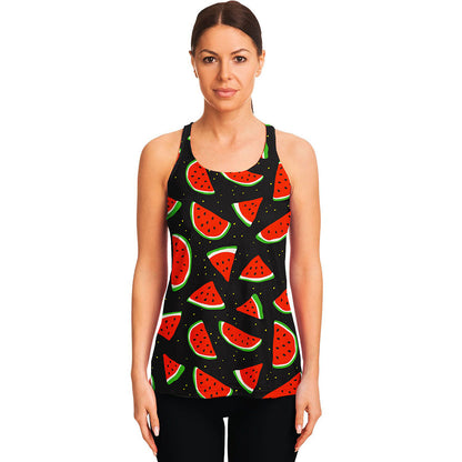 Black Cute Watermelon Pattern Print Women's Racerback Tank Top