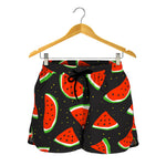 Black Cute Watermelon Pattern Print Women's Shorts