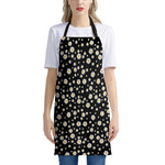 Black Daisy Floral Pattern Print Apron