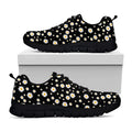 Black Daisy Floral Pattern Print Black Running Shoes
