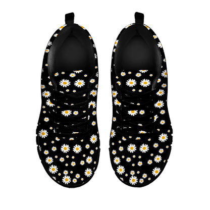 Black Daisy Floral Pattern Print Black Sneakers