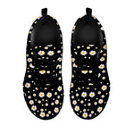 Black Daisy Floral Pattern Print Black Sneakers