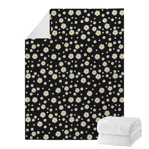 Black Daisy Floral Pattern Print Blanket