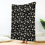 Black Daisy Floral Pattern Print Blanket