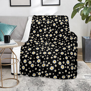 Black Daisy Floral Pattern Print Blanket